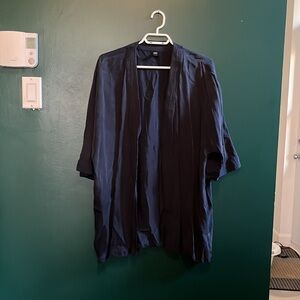 Dark blue draped over shirt